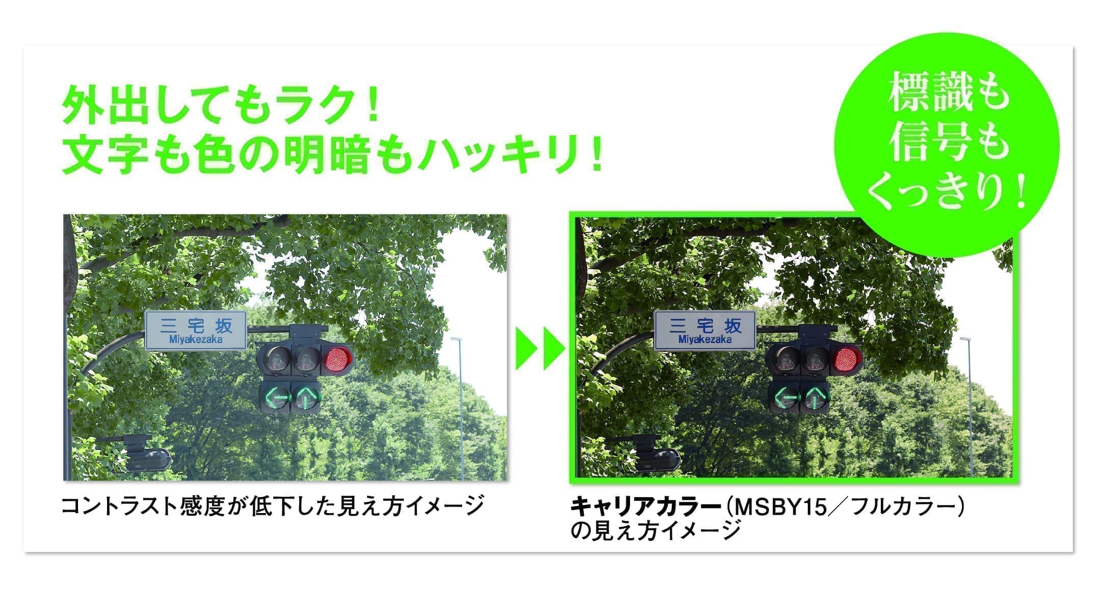 外出してもラク!文字も色の明暗もハッキリ!